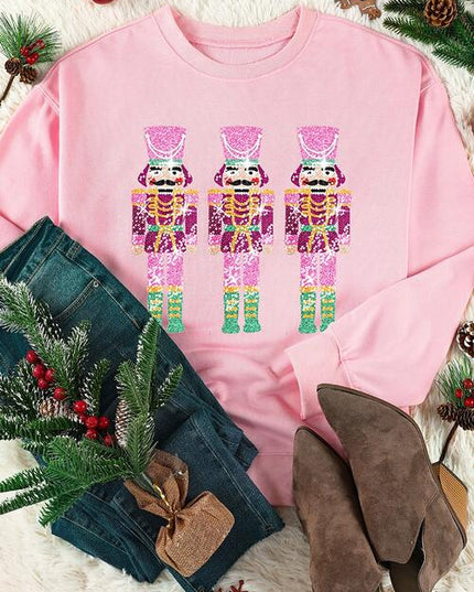 Sequin Nutcracker Long Sleeve Sweatshirt