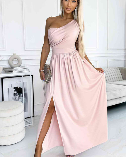 One-Shoulder Slit Maxi Dress