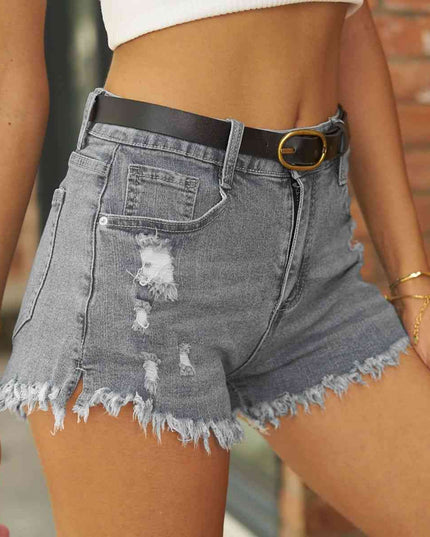 Raw Hem Distressed Denim Shorts