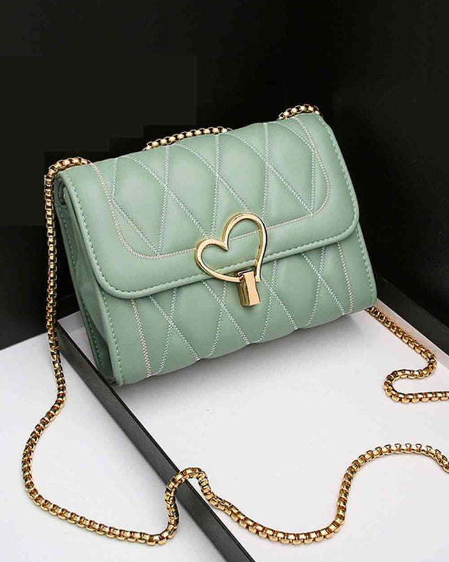Heart Buckle PU Leather Crossbody Bag