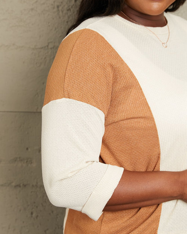 Sew In Love Full Size Tri-Color Pattern Blouse