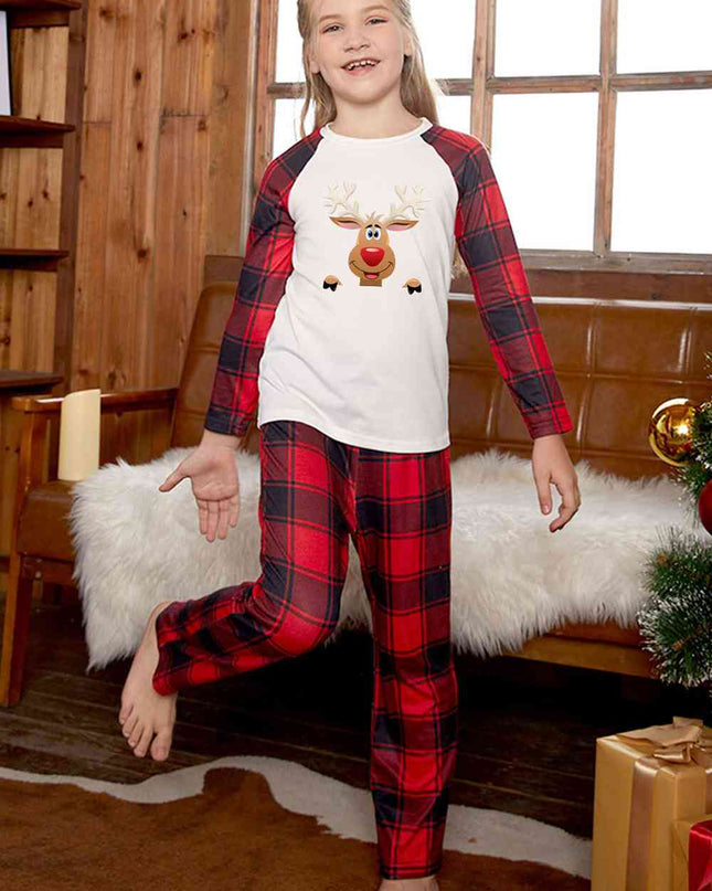 Rudolph Graphic Long Sleeve Top and Plaid Pants Set