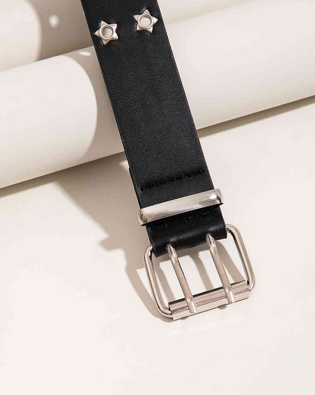 Double Row Star Grommet PU Leather Belt