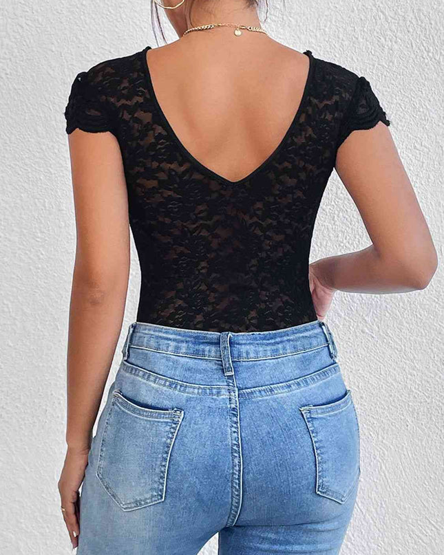 Lace Trim V-Neck Bodysuit