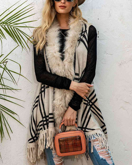Sleeveless Fringe Detail Cardigan