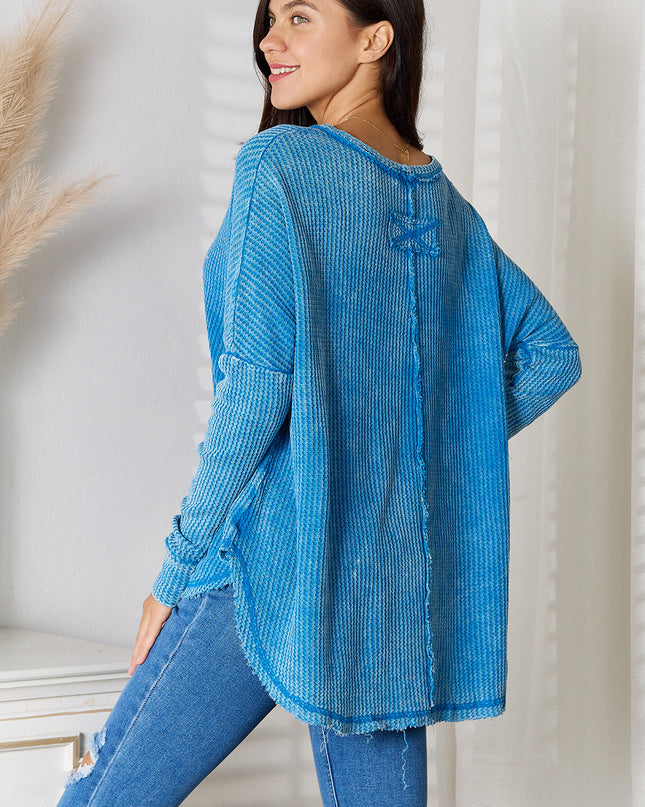 Zenana Center Seam Waffle-Knit Top