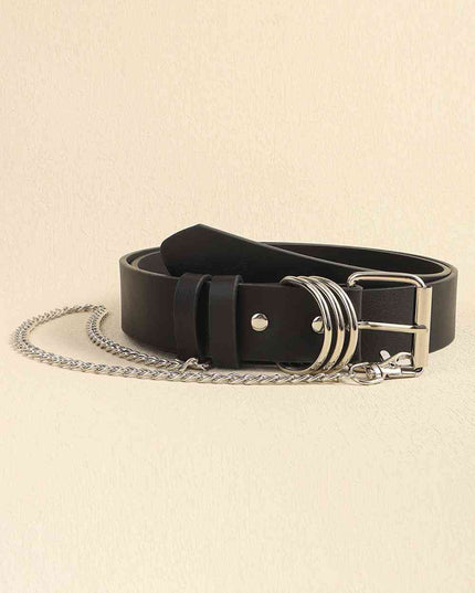 PU Leather Alloy Chain Belt