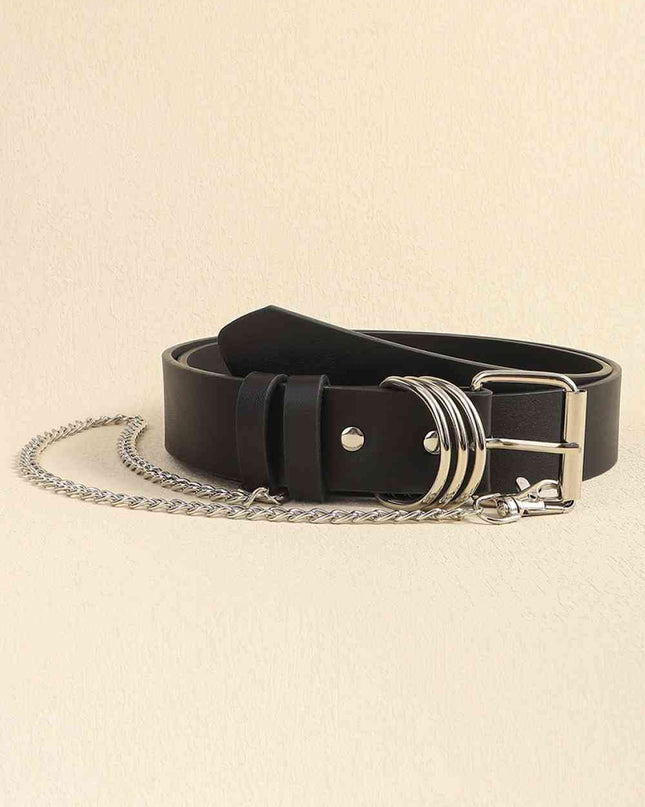 PU Leather Alloy Chain Belt