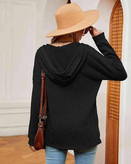 Half-Button Dropped Shoulder Hoodie