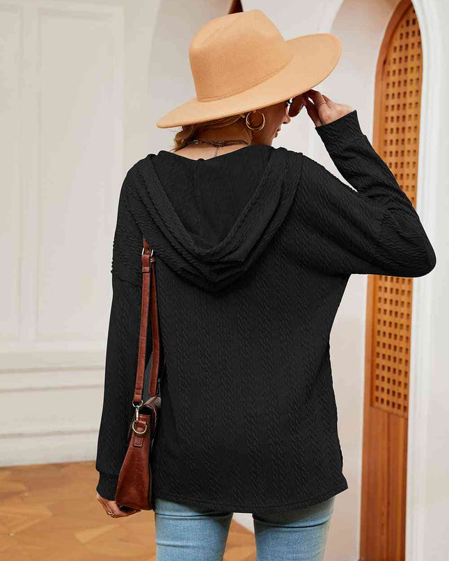 Half-Button Dropped Shoulder Hoodie