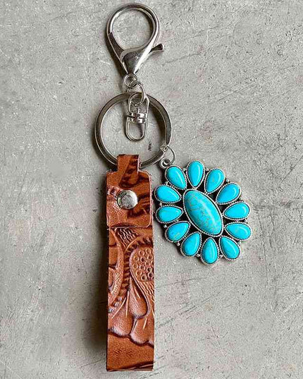 Turquoise Genuine Leather Key Chain
