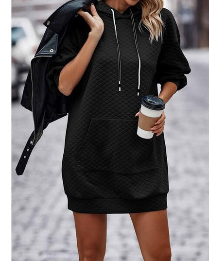 Textured Drawstring Tunic Hoodie