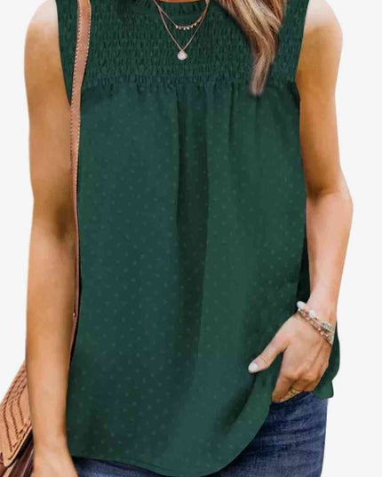 Smocked Tie Back Frill Trim Tank