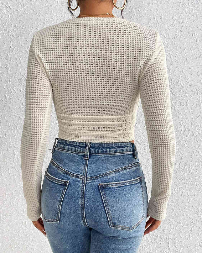 Round Neck Ruched Knit Top