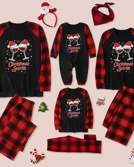 CHRISTMAS SPIRITS Graphic Top and Plaid Pants Set