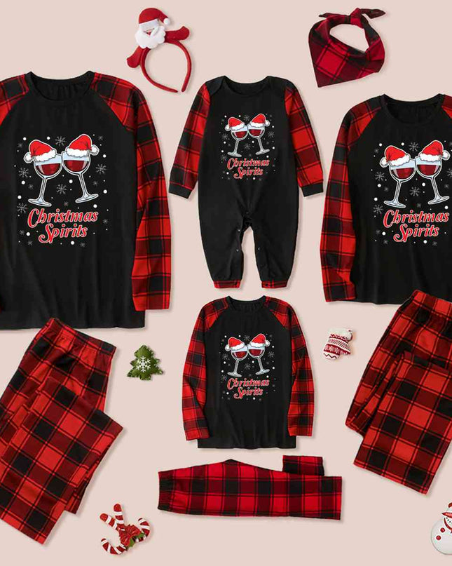 CHRISTMAS SPIRITS Graphic Top and Plaid Pants Set