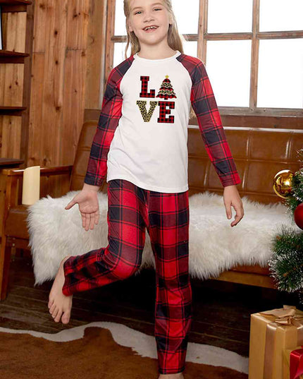 LOVE Graphic Top and Plaid Pants Set