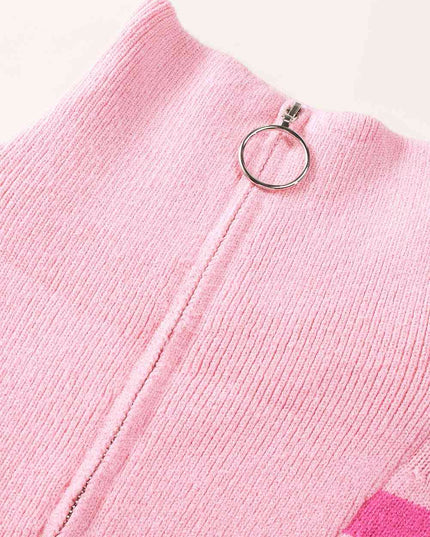 Striped Quarter-Zip Collared Sweater Dress