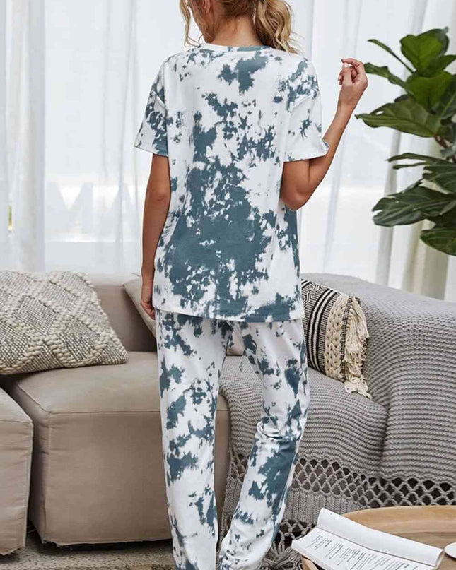 Tie-Dye Tee and Drawstring Waist Joggers Lounge Set