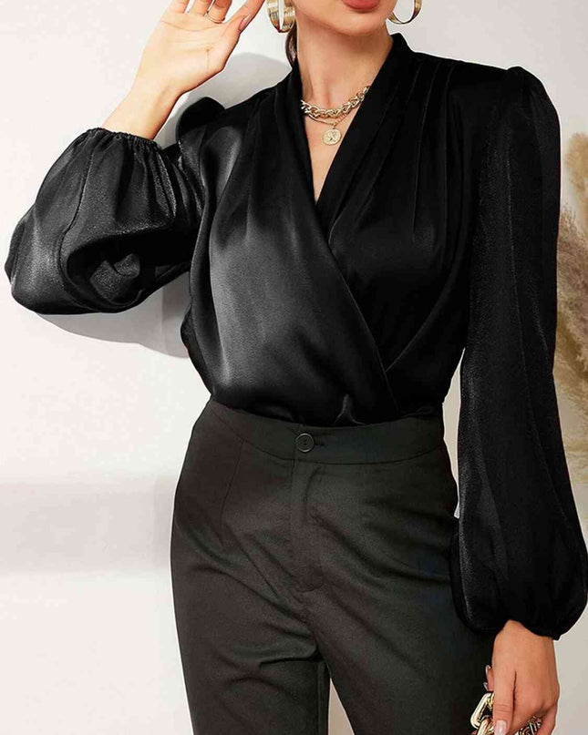 Pleated Detail Balloon Sleeve Blouse