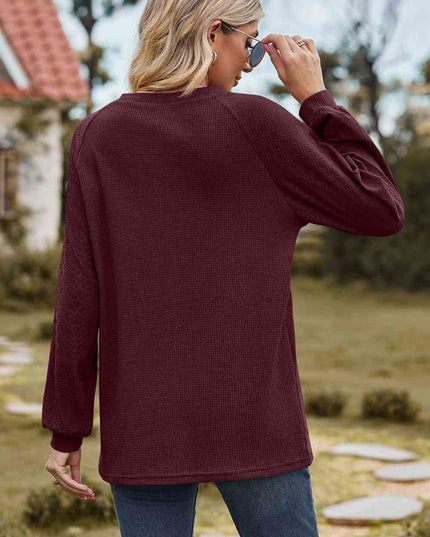 Round Neck Raglan Sleeve Sweatshirt