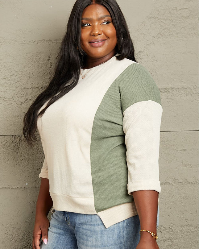 Sew In Love Full Size Tri-Color Pattern Blouse