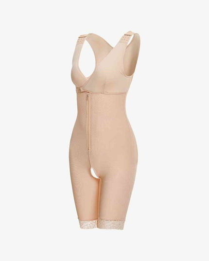 Full Size Lace Trim Shapewear with Zipper
