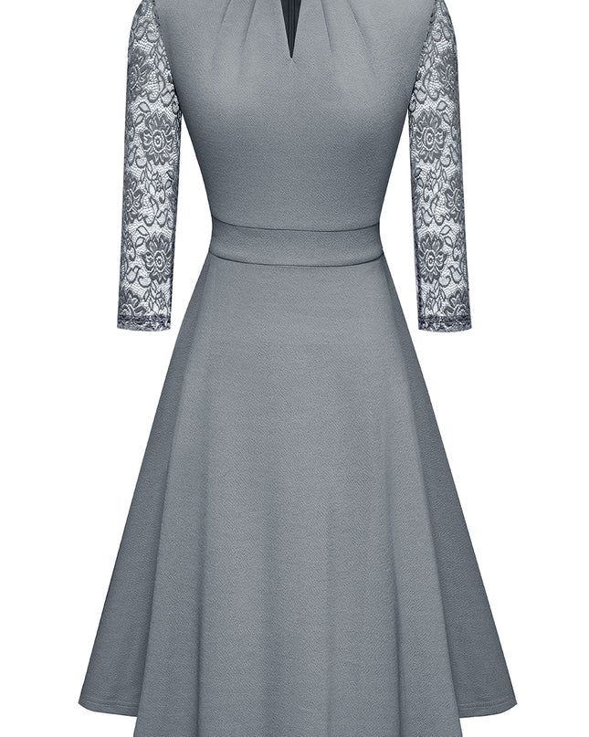 Round Neck Three-Quater Sleeve Cutout Dress