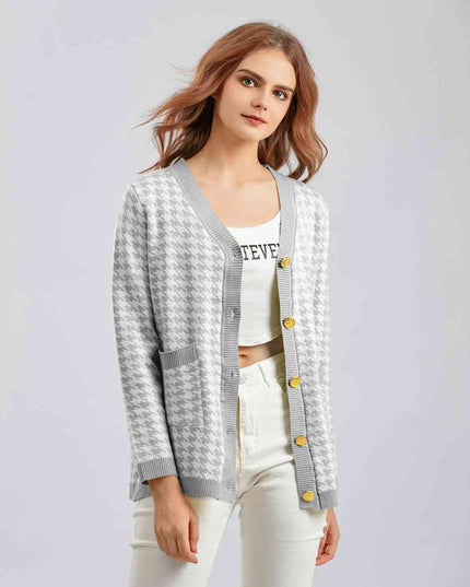 Houndstooth Button Down Cardigan