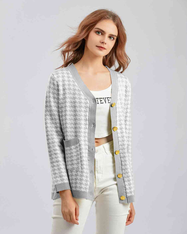 Houndstooth Button Down Cardigan
