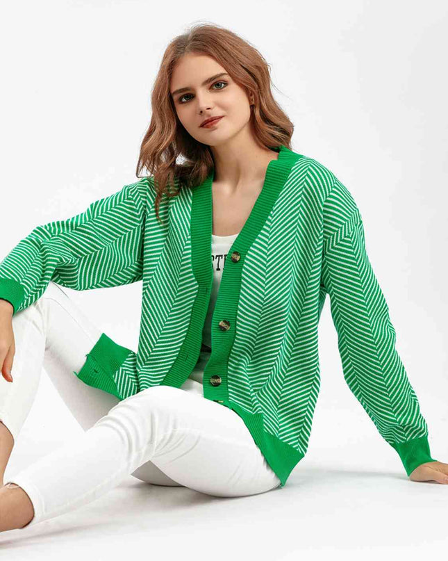 Button Down V-Neck Cardigan