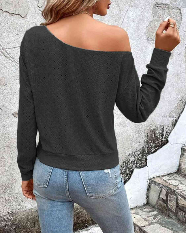 Eyelet Dropped Shoulder Blouse
