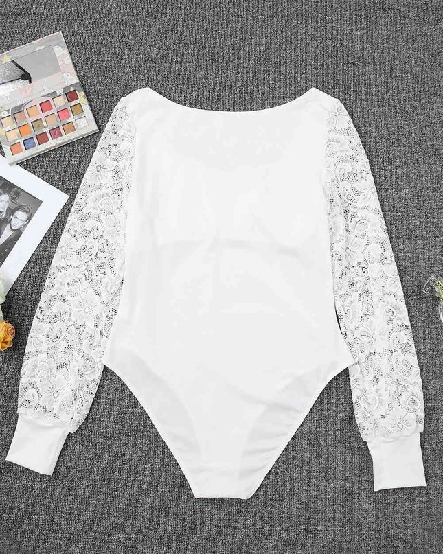 Lace Detail Scoop Neck Long Sleeve Bodysuit