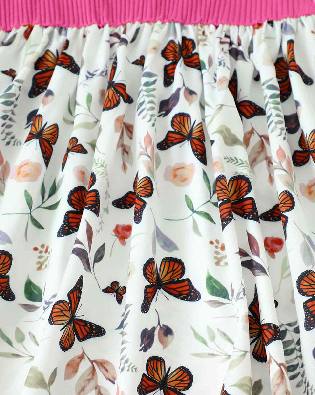Butterfly Print Bow Detail Dress