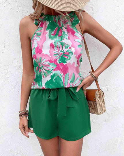 Floral Tied Round Neck Tank