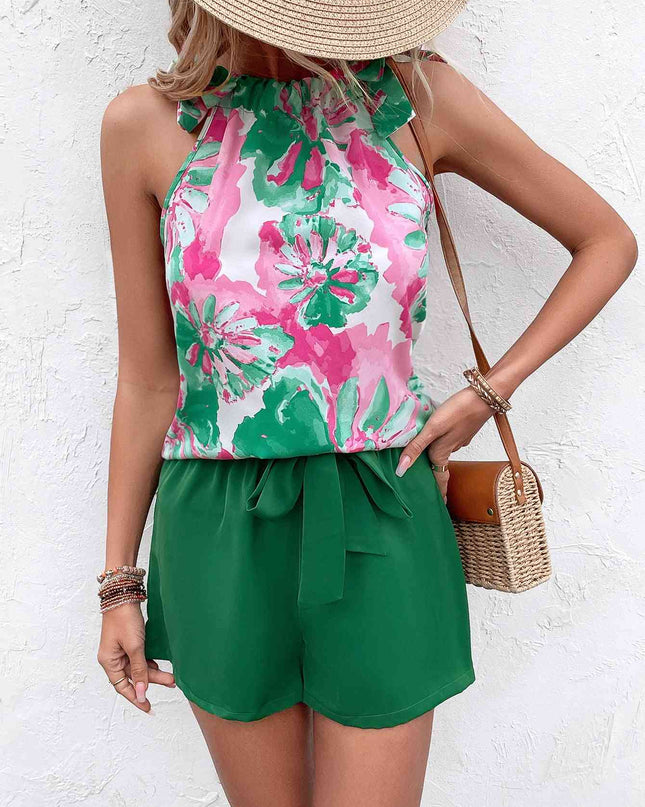Floral Tied Round Neck Tank