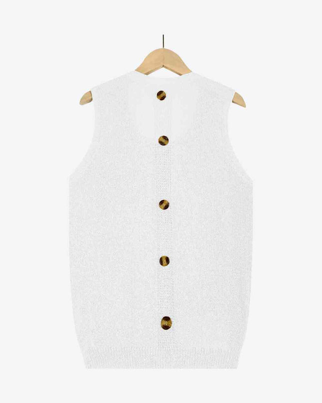 Buttoned Pocket Knit Tank