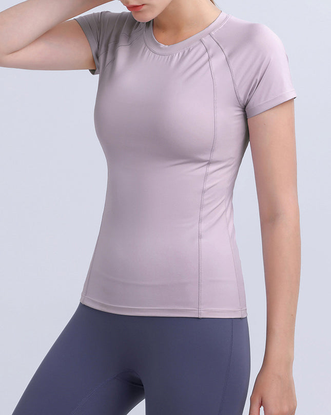 Round Neck Short Sleeve Active Top