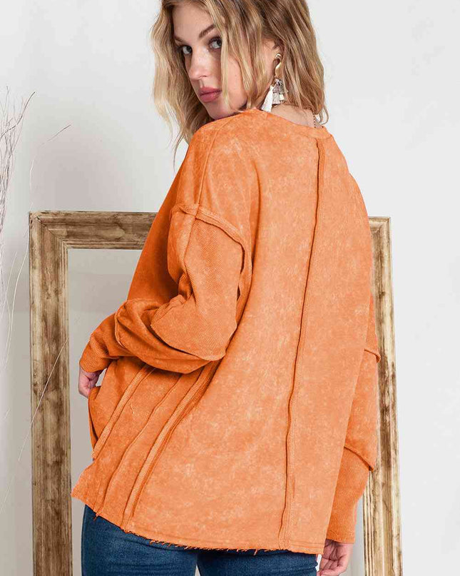 Round Neck Long Sleeve Jack-O'-Lantern Graphic Blouse