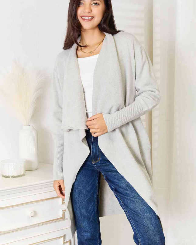 Double Take Open Front Duster Cardigan with Pockets