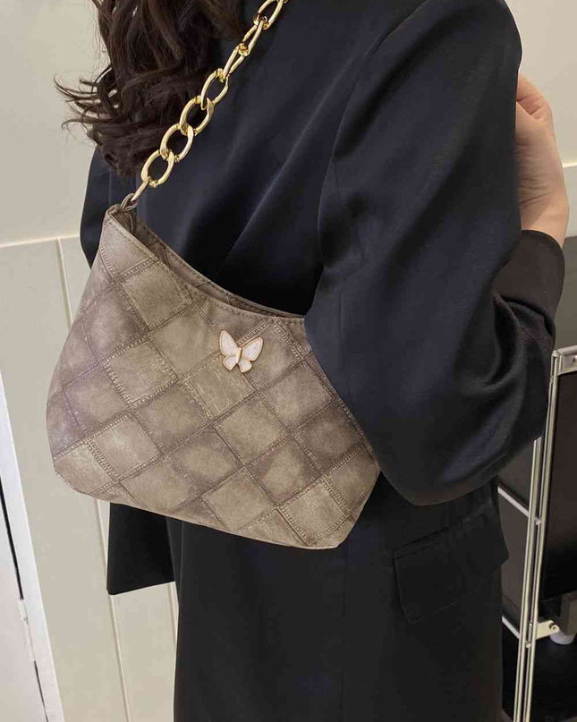 Butterfly Decor PU Leather Shoulder Bag