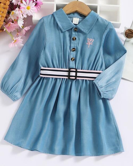 Half Button Long Sleeve Dress