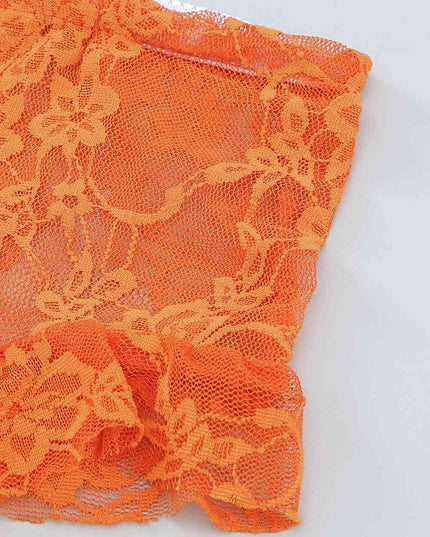 Lace Tube Top and Frill Trim Panty Lingerie Set