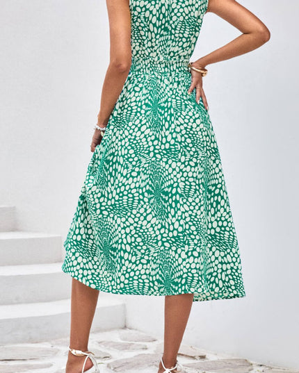 Printed V-Neck Sleeveless Dress