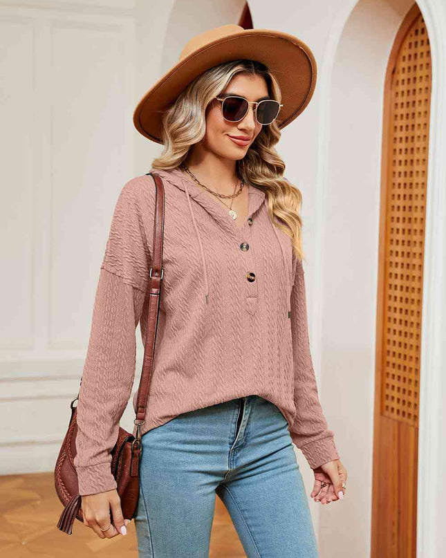 Half-Button Dropped Shoulder Hoodie