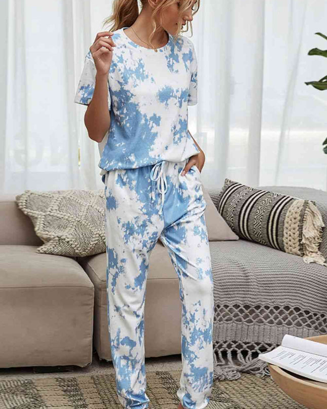Tie-Dye Tee and Drawstring Waist Joggers Lounge Set