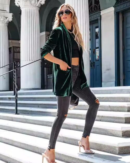 Button Up Long Sleeve Blazer with Pocket
