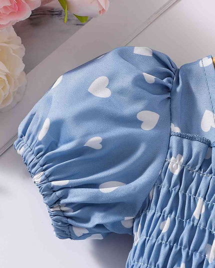 Printed Square Neck Smocked Dress