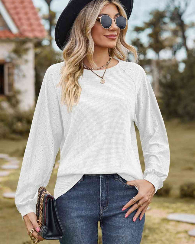 Round Neck Raglan Sleeve Sweatshirt