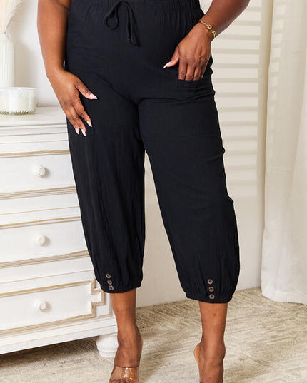 Double Take Decorative Button Cropped Pants